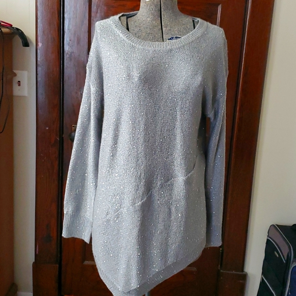 Silver asymmetrical sequin sweater